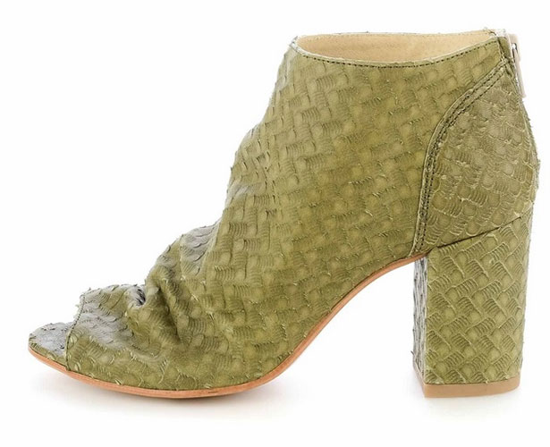 Zielone botki ze skóry licowej z motywem łuski