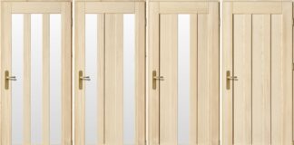 Drzwi sosnowe z szybą